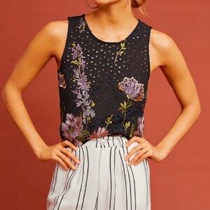 Anthropologie | Anthro Meadow Rue Harriet Embroidered Tank Top Floral Eyelet XS